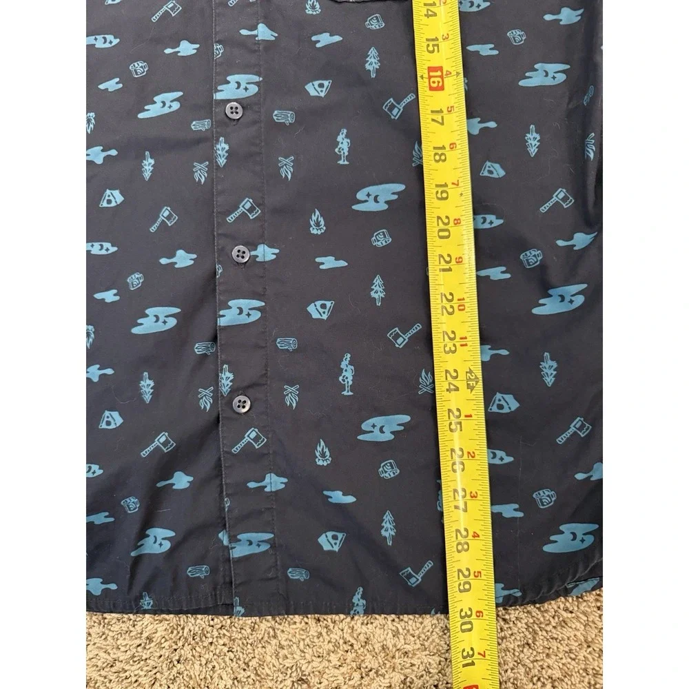 North Face Shirt Mens L Blue Short Sleeve Button Up Camping Hiking Outdoors Top